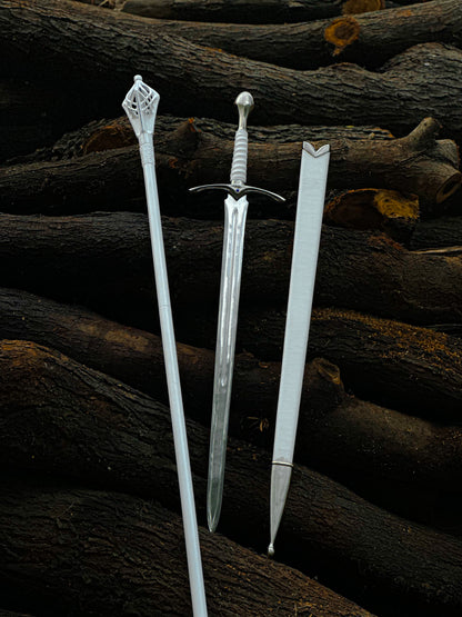 Gandalf Glamdring Sword & Staff Set – Handmade LOTR Wizard Collection