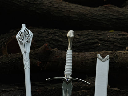 Gandalf Glamdring Sword & Staff Set – Handmade LOTR Wizard Collection