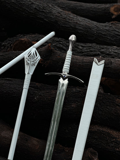Gandalf Glamdring Sword & Staff Set – Handmade LOTR Wizard Collection