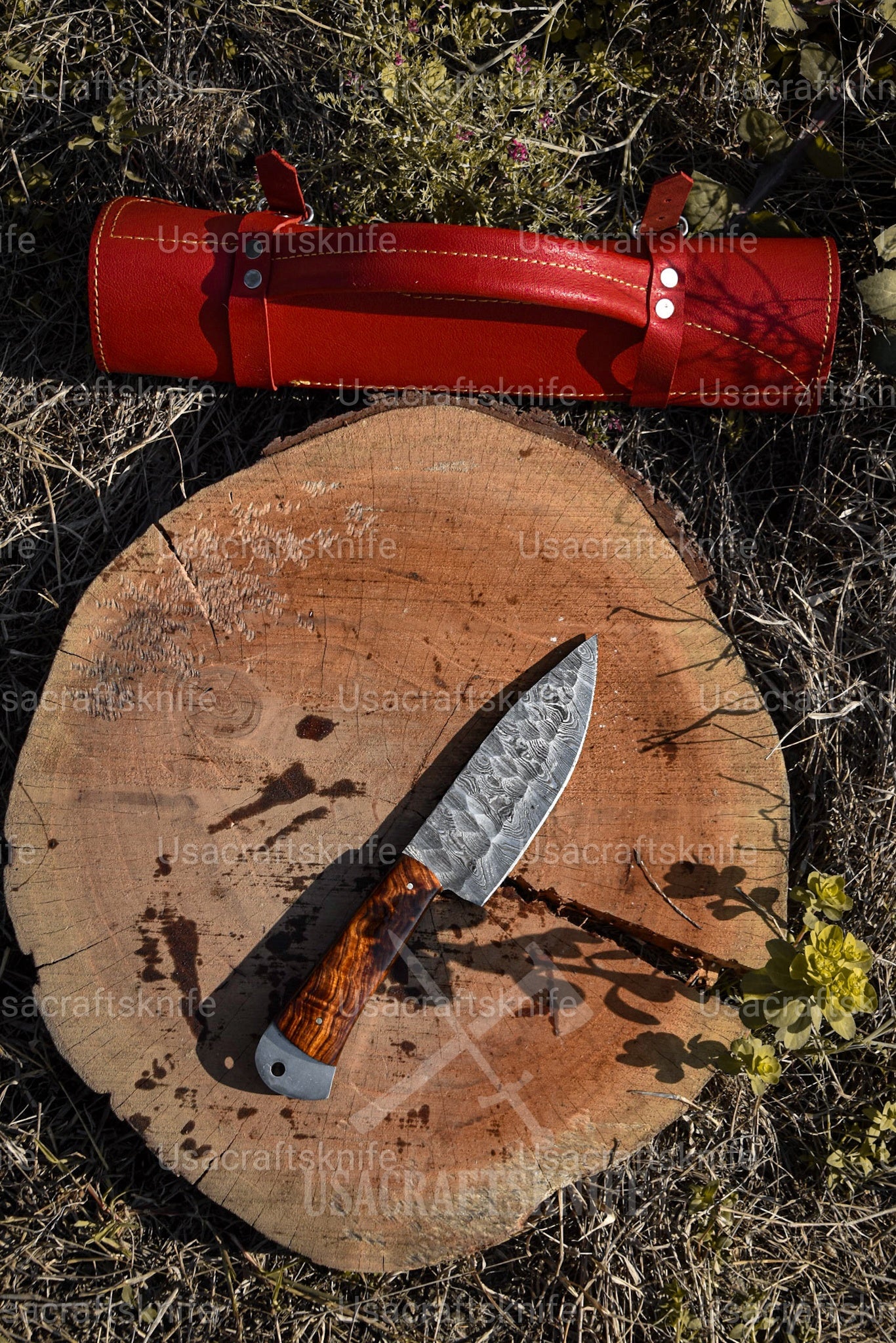 handmade damascus chef set