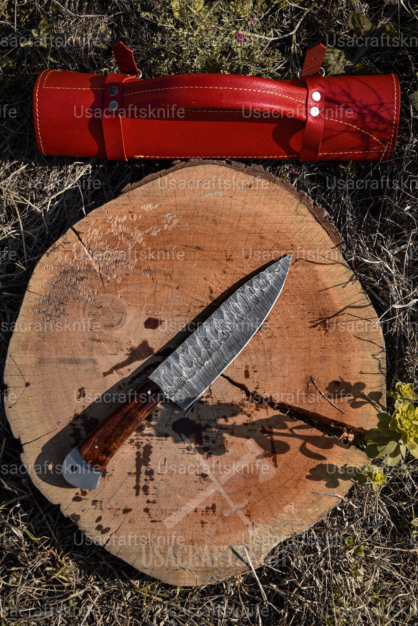 handmade damascus chef set