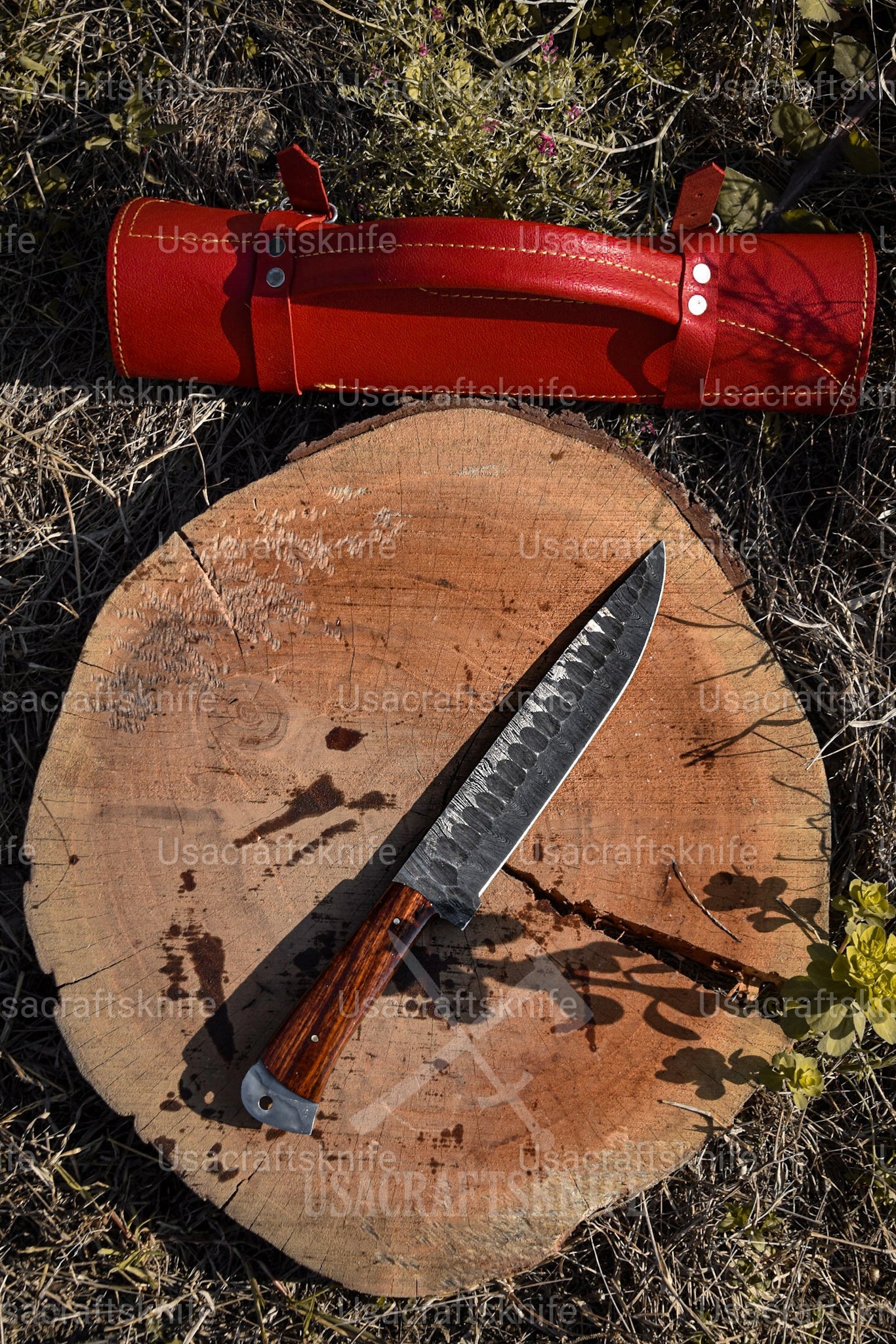 handmade damascus chef set