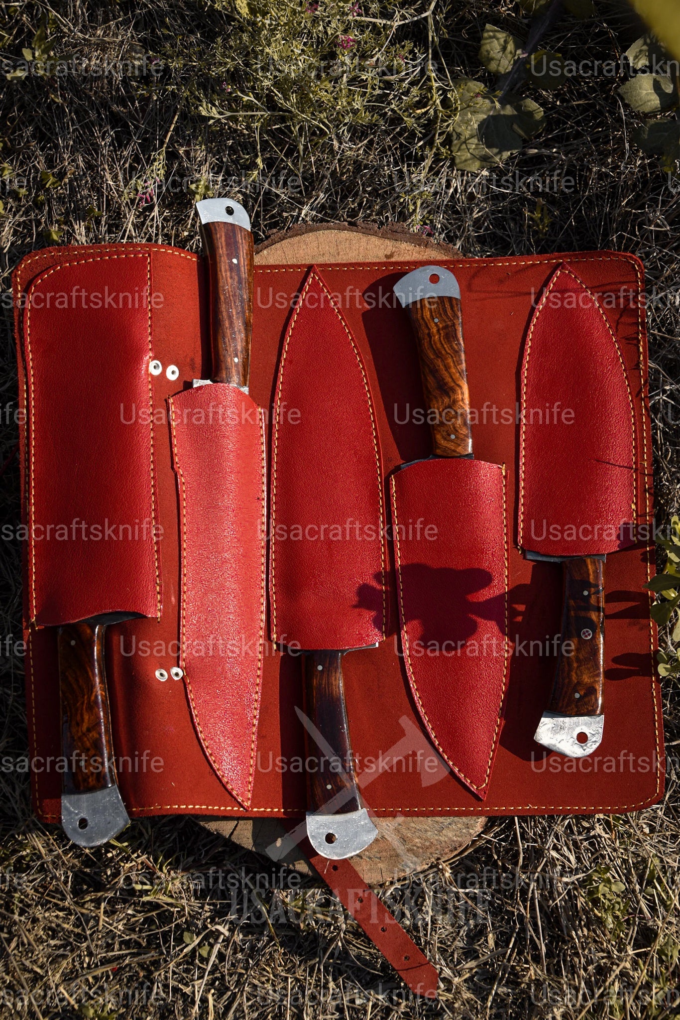 handmade damascus chef set