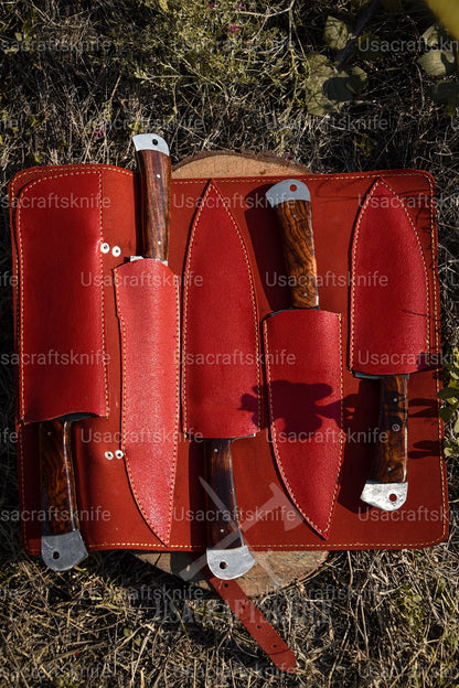 handmade damascus chef set