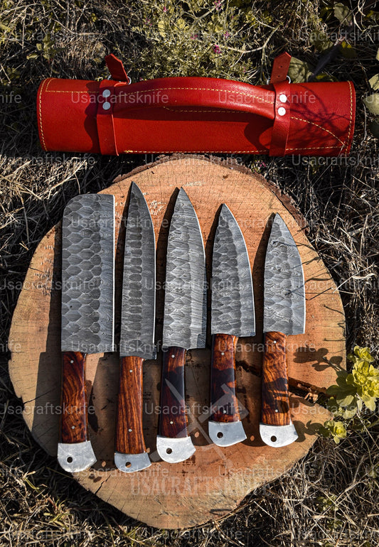 handmade damascus chef set