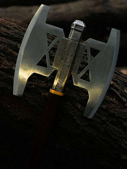 Gimli Battle Axe Replica – Handmade LOTR Dwarven Double-Headed Axe