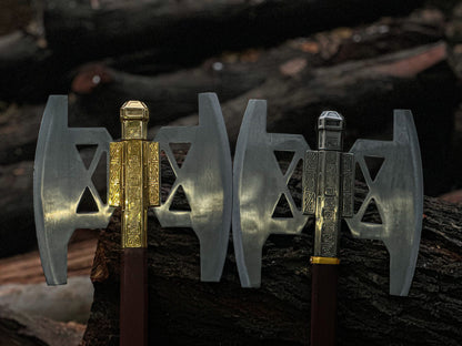 Gimli Battle Axe Replica – Handmade LOTR Dwarven Double-Headed Axe