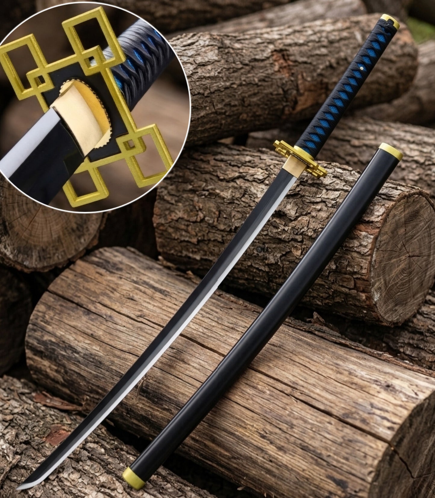 Handmade Muichiro Tokito sword replica featuring the Mist Hashira's signature Nichirin katana from Demon Slayer