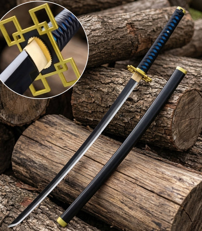 Handmade Muichiro Tokito sword replica featuring the Mist Hashira's signature Nichirin katana from Demon Slayer