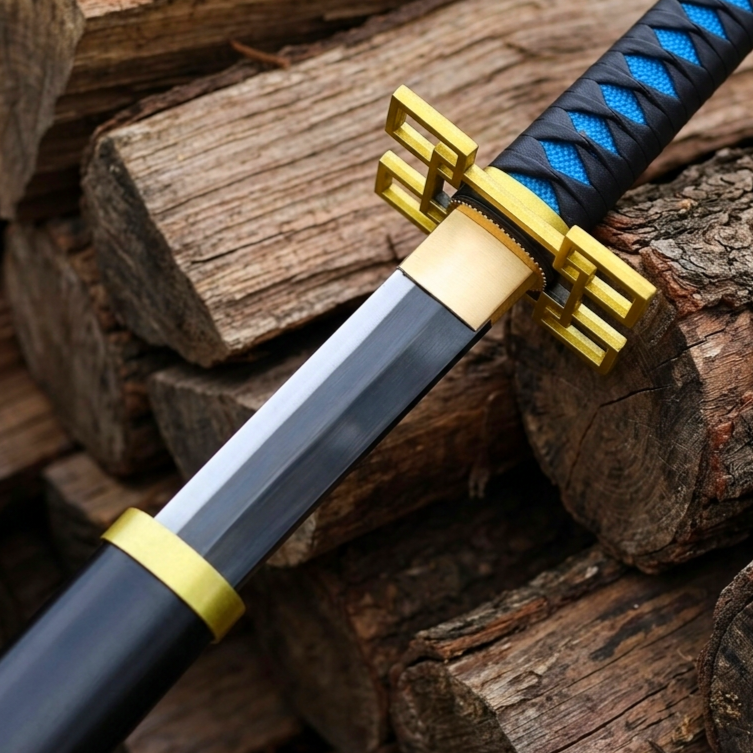 Muichiro sword handle grip detail, Kimetsu no Yaiba cosplay prop and display piece