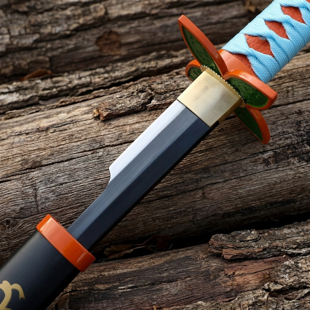 Shinobu sword handle grip held in hand, Kimetsu no Yaiba cosplay prop and display piece