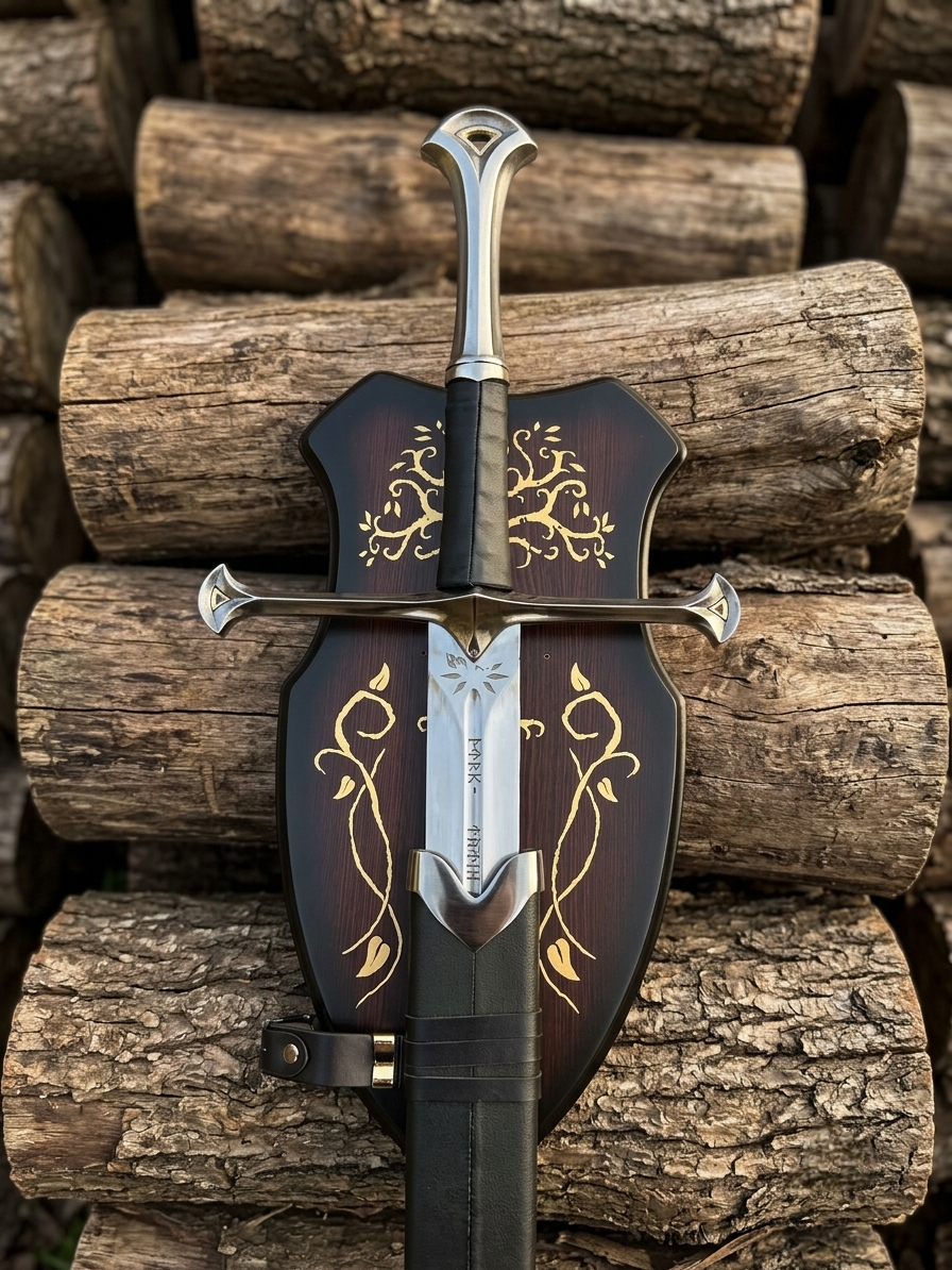 Aragorn's Sword – Anduril-Inspired King's Sword with Scabbard & Wall Mount | LOTR Fantasy Replica