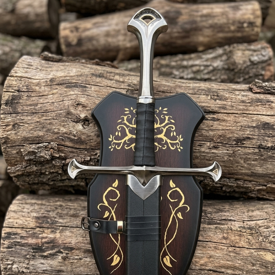 Aragorn's Sword – Anduril-Inspired King's Sword with Scabbard & Wall Mount | LOTR Fantasy Replica