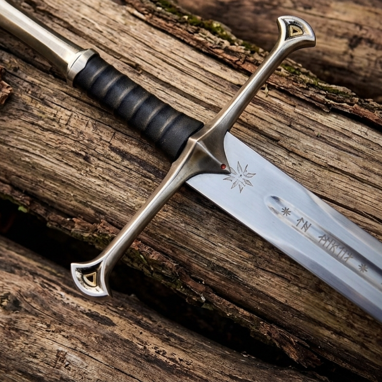 Aragorn's Sword – Anduril-Inspired King's Sword with Scabbard & Wall Mount | LOTR Fantasy Replica