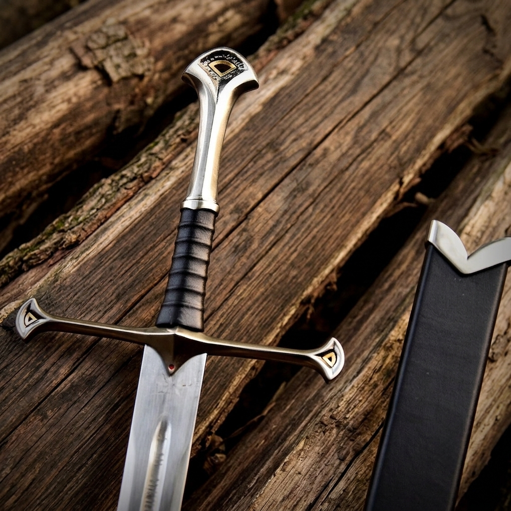 Aragorn's Sword – Anduril-Inspired King's Sword with Scabbard & Wall Mount | LOTR Fantasy Replica